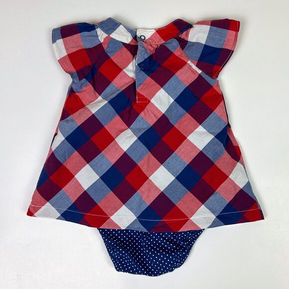 Carter's Child of Mine Red White Blue Checkered Plaid Baby Dress Bloomer 18 Mnth - Picture 8 of 8